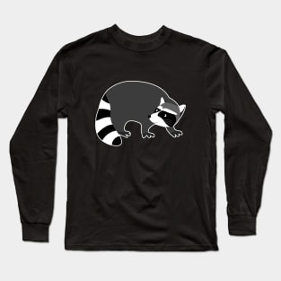 Black and white raccoon w outline Long Sleeve T-Shirt